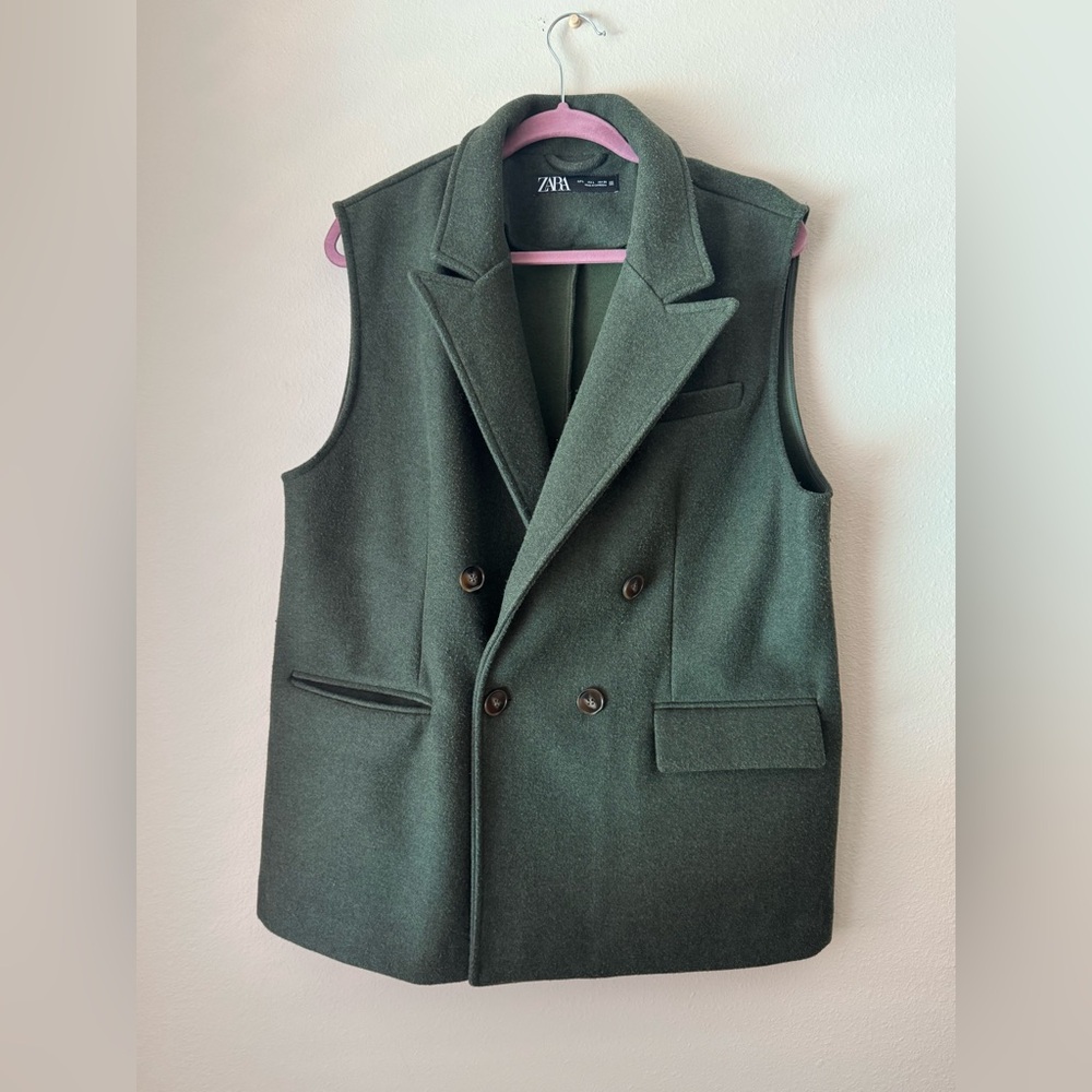 Zara Woman’s Forest Green Wool Blazer - Picture 6 of 9